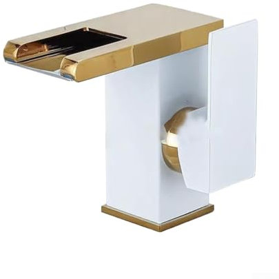 LED Waterfall Faucet Washbasin Tap Sink Basin Deck Mounted Cold And Hot Mixer(White)