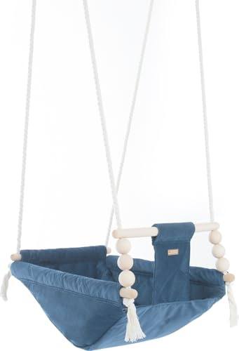 Babyschaukel Kleinkindschaukel Babyliegeschaukel Stoffschaukel Rautensteppung (Muster: dunkelblau)