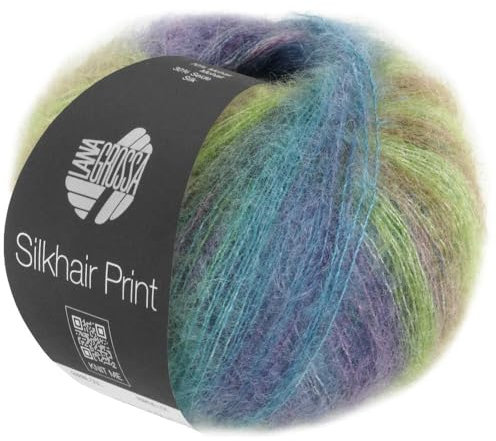 LANA GROSSA Silkhair Print | Feines Lace-Garn aus Superkid Mohair mit Seide | Handstrickgarn aus 70% Mohair (Superkid) & 30% Seide | 25g Wolle zum Stricken & Häkeln | 210m Garn FB 425