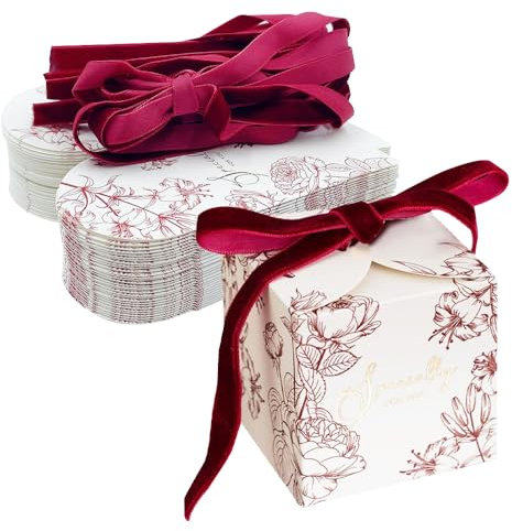 ONEBO 30 Stücke Square Paper Candy Box,Klein Hochzeit Geschenkbox,Party Geschenkbox,für die Hochzeit,Geburtstag,Weihnachten,Abschlussfeier(Rotes und weißes Farbschema)