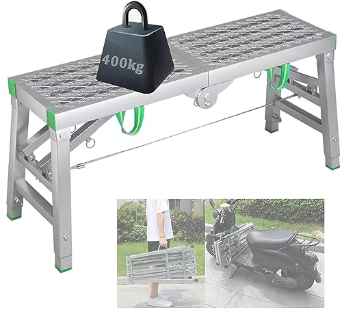 Adjustable Height Portable Folding Scaffolding Workbench - 5-Gear Step Ladders Multipurpose Platform Scaffold For Home Engineering
