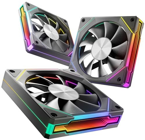 AsiaHorse Ventilador ARGB para PC 120MM [3 Piezas] [Infinity Mirror] [HDB] Ventilador RGB de 1800RPM 5V 3 pines ARGB 12V 4pines PWM vida útil de 50000 horas AMICIPro Negro