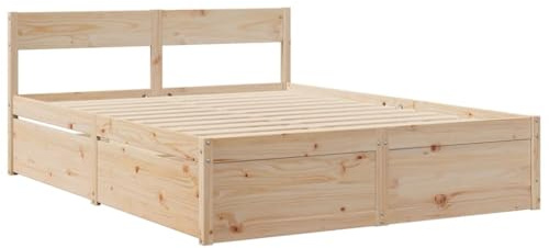 vidaXL Massivholzbett ohne Matratze 150x200 cm Kiefernholz