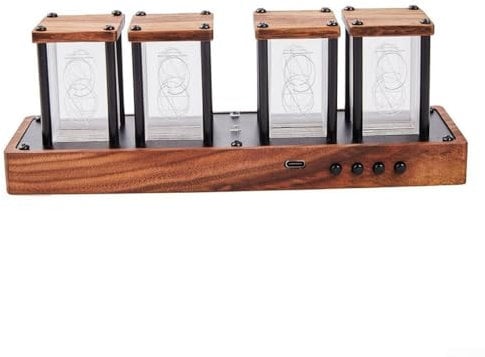 RGB Nixie Röhrenuhr LED-Schreibtischuhr, USB-betriebene Farbwechsel-Uhr, Dekoration, modernste RGB-Nixie-Röhrenuhr, Timer, Walnussholz-Tischdekoration, benutzerdefinierte Farben und Anzeigemodi