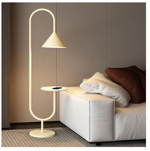 Lampadaire avec Table Lampadaire avec étagère, lampe de sol en arc de table d'appoint, lampe de chevet fonctionnelle avec table en marbre for chambre à coucher, salon ou bureau Lampadaire sur Pied Sal