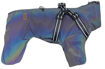 Hixingo Hundemantel mit Beinen, Winter Warme Hundemäntel mit Leinenloch Winddichte Kalte Hundejacke Wintermantel & Winterjacken für Kleine Mittel Große Hunde (XL,Regenbogengrau)