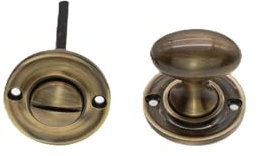 Infinity Decor Solid Brass Modern Style Slimline Bathroom Privacy Thumb Turn and Release Latch Lock Antique Brass Finish for Interior Exterior Toilet Doors