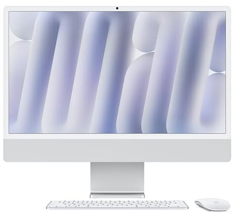 Apple iMac All-in-One Desktop Computer with M4 chip with 10-core CPU and 10-core GPU: Built for Apple Intelligence, 24-inch Retina Display, 16GB Unified Memory, 256GB SSD storage; Silver