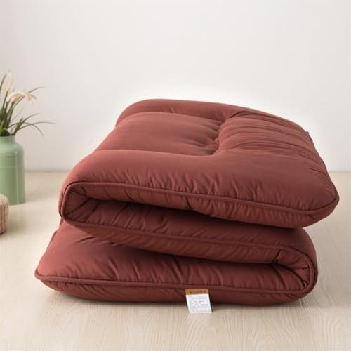 Japanische Boden-Camping-Matratze, doppelt, faltbar, aufrollbar, Futonbett, Braun, 100 x 200 cm
