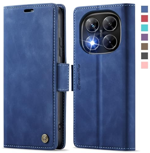 XYGLOW Handyhülle für Xiaomi Redmi Note 14 Pro 5G / Note 14 Pro Plus 5G Hülle Klappbar Premium PU Lederhülle Klapphülle【RFID Schutz】 Tasche Schutzhülle, Vintage Blau
