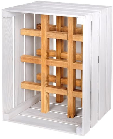 PINEEA Casier à vin en bois vintage - Étagère à bouteilles en bois de pin - Caisse à vin pour 12 bouteilles - Rangement du vin et décoration - 50 x 40 x 30 cm
