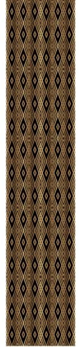 Ambiance Sticker Papier Peint Intissé Pré-encollé Rouleau Wallpaper Scandinave Art Déco Losanges Noirs et Effet Doré Adhésif Décorative - 1 Roulle de H300 x L60 cm