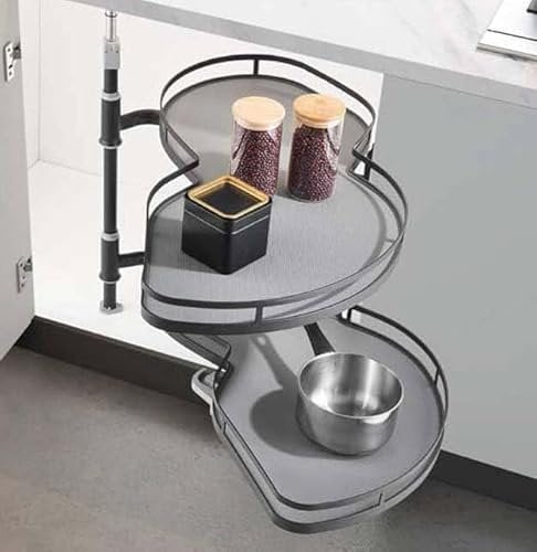 TYYCKJ 2-stufiges, drehbares, verschiebbares Eckregal mit drehbarer Oberseite für Küchenschränke (36 Zoll/900 mm)