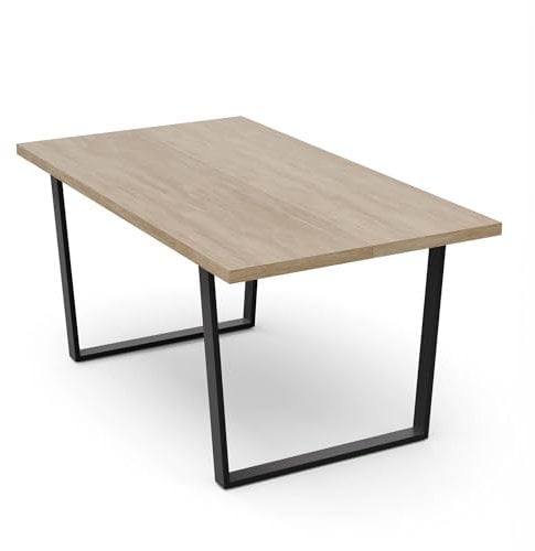 blumfeldt Bearsdon Esstisch – Farbe Eiche MDF-Tischplatte 160 x 90 cm, Schwarze Tischbeine aus Metall, Industrieller Loft-Stil, Hitze- und Kratzfest, Perfekt für Esszimmer und Küche