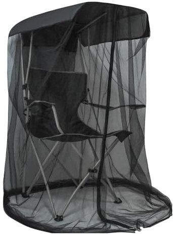 Zanzariera per sedia a baldacchino, altezza 160 cm, tenda a rete anti-zanzare nera con apertura a cerniera e tetto impermeabile da 88,9 x 81,3 cm, per sport, pesca, campeggio, sedie all'aperto, sedia