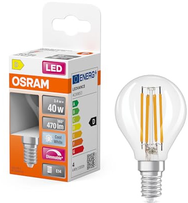 Osram LED Superstar Classic P 40 Filament DIM 4000 K 3,4 W | LED Superstar Classic P 40 Filament DIM, LED Lamps, klar, 45 mm dia, 15000 h, 1-Pack
