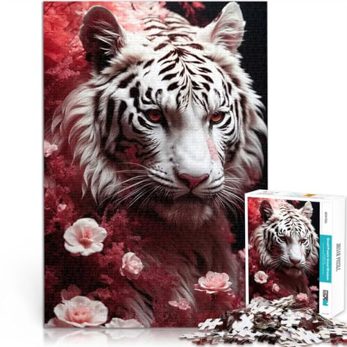 Puzzle für Erwachsene, 1000 Teile Spielspielzeug Verzauberter weißer Tiger Einzigartige Wohndekoration und Geschenke38x26cm