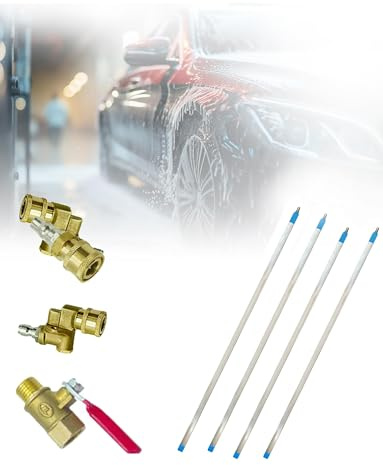 4-teiliger tragbarer Heizkörper-Reinigungsstab, Heizkörper-Wasserreinigerstäbe, Wassertank-Reinigungswerkzeug, 55-cm-Stange + Ventil + 180°-Adapter + Wasser-Gas-Adapter, Heizkörper-Hochdruckreiniger-W