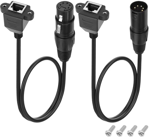 XMSJSIY DMX 5Pin XLR to RJ45 Network Ethernet Extension Cable 30CM/11.8inch | XLR Male & Female to RJ45 Female Cable Ethernet Connector Compatible with DMX-CON Controller Series, RGB Tube Light, Mixer