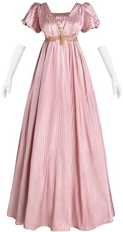 Fiamll Regency Robe pour femme taille empire avec écharpe et gants