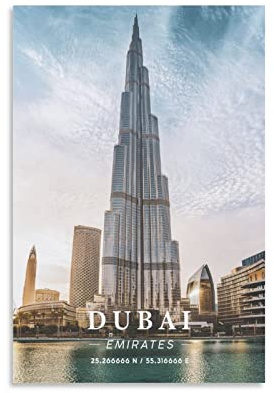 KTYWZ Lustige Blechschilder, Burj Khalifa, Dubai, Emirates, Poster, Wandkunst, Gartenhaus, Plakette für Badezimmer, Küche, Café, Wand, Halloween, Weihnachtsdekoration, 20 x 30 cm