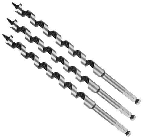 MOXPIFY 3pcs 14mm Wood Auger Drill Bits 300mm Long, Timber Drill Bits | Hex Shank, Extra Long Wood Drill Bits For Woodworking (3pcs x 14mm x 300mm)