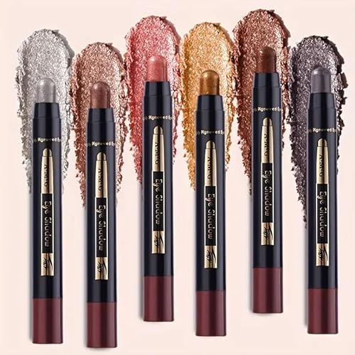 6PCS Lidschatten Stick Creamy Matte Schimmer Crayon Flüssig Concealer Stick Hervorhebung Pigmentierter Wasserdichter Lippenstift Highlighter Contouring Sticks Set(E)