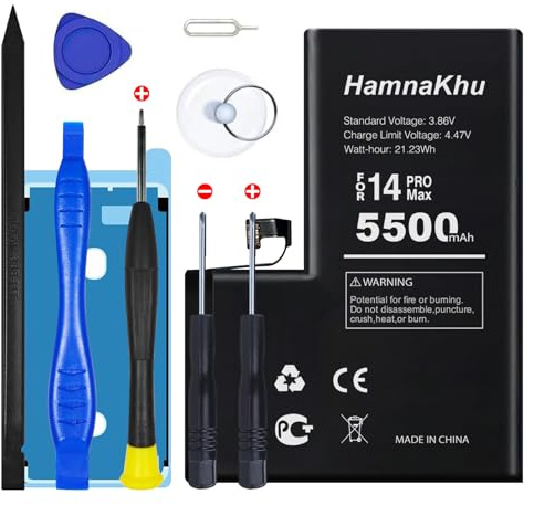 5500mAh (New Upgrade) Super Capacity Battery Compatible with iPhone 14 Pro Max, 0 Cycle Li-Polymer Replacement Battery for iPhone 14 Pro Max, with Professional Repair Tool Kit
