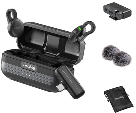SMALLRIG Microphone sans Fil S70 (2 TX + 2 RX + étui de Chargement), Microphone sans Fil Compact USB-C et Jack 3,5 mm pour Smartphone Android/caméra d'action, 48h d'utilisation,Noir - 5715