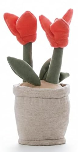 Deko Fensterstopper Tulpen im Topf – Samtiger Türstopper 500g mit Sandfüllung – Origineller Fensterhalter & Türpuffer, Höhe 20cm, Rot/Beige