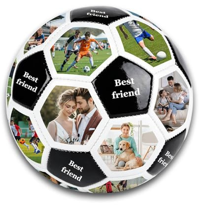 Personalisierter Foto Fußball mit Name & Text – Individueller Größe 5 Ball mit Bilddruck als Geschenk für Sohn, Tochter, Freund, Fußballfan – Personalisierter Fußball für Papa, Trainer, Geburtstag