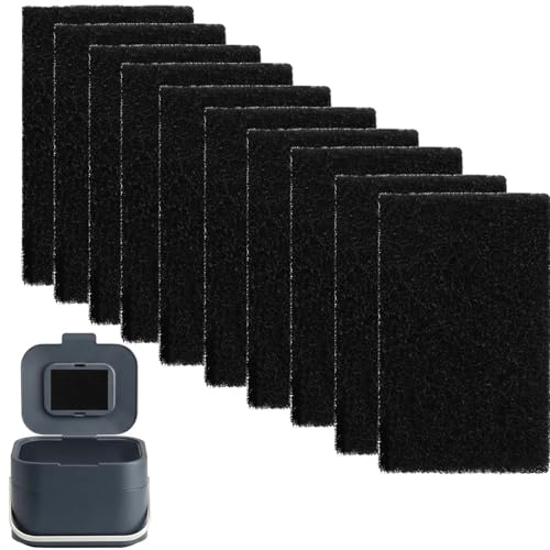 10 Pack Activated Carbon Filters 9.5 x 7 x 0.1cm | High Density Odour Control Filters for Kitchen Food Waste Caddy & Compost Bin | Rectangular Replacement Charcoal Deodoriser for Fresher Air