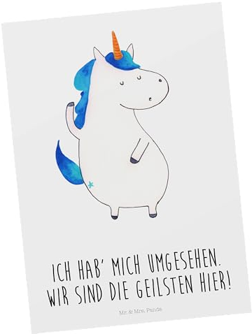 Mr. & Mrs. Panda Postkarte Einhorn Mann - Geschenk, Party, Ansichtskarten, Geschenkkarte, Einladung Geburtstag, Einhorn Deko, Einhörner, Unicorn,
