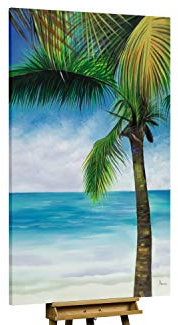 KunstLoft® XXL Gemälde 'Merriment' 120x180cm | original handgemalte Bilder | Palme Strand Meer Karibik | Leinwand-Bild Ölgemälde einteilig groß | Modernes Kunst Ölbild