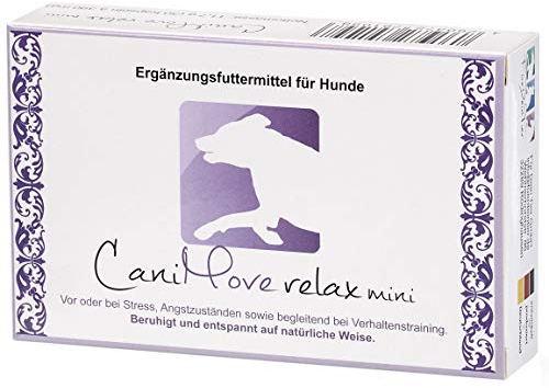 CaniMove Relax mini - 30 Kapseln (a 390 mg), Ergänzungsfuttermittel für Hunde zur Beruhigung und Entspannung auf natürliche Weise durch Casein (Casozepin), Tryptophan, L-Theanin, B6 und Inositol