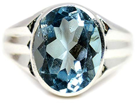 Ring für Herren mit natürlichem Edelstein, Sterlingsilber, 5 Karat, handgefertigter Schmuck, Größe H bis Z, Farbe aussuchen, Stein, Amethyst,