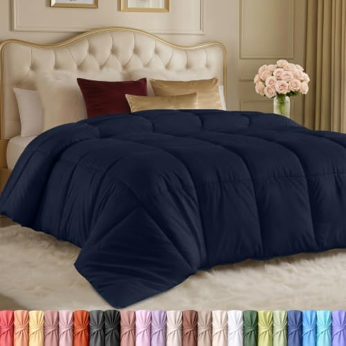 Utopia Bedding Bettdecken für King-Size-Bett, Ganzjahres-Bettwäsche, Daunen-Alternative, kastengenähte Bettdecke mit Ecklaschen, maschinenwaschbar (Marineblau)