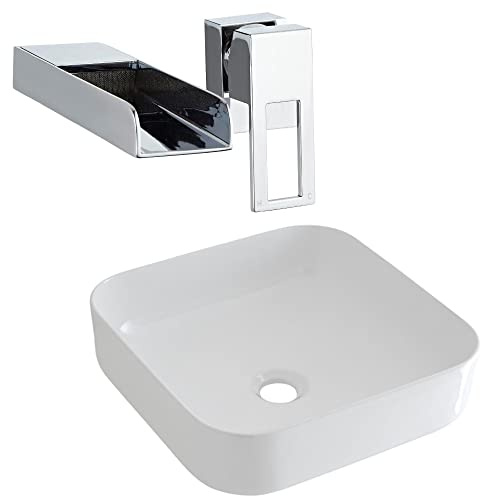 Milano Rivington Countertop Bathroom Basin Sink Wall Mounted Mixer Tap - 400mm x 400mm