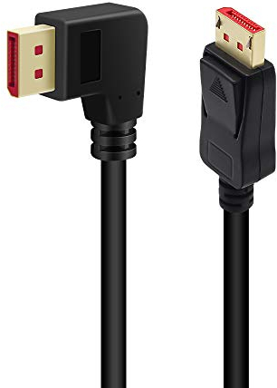 BolAAzuL Right Angle Displayport 1.4 Cable Left Angled 4K/144Hz Displayport Cable, 8K/60Hz DP 1.4 90 Degree DP Male to Male Wire 1.8m