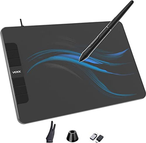 VEIKK VK640 Graphics Tablet,Digital Drawing Tablet 8192 Levels of Pressure Battery-Free Pen,Drawing Tablet with 6 Hot Keys,Perfect for Online Teaching,Beginner Drawers,Digital Signature,OSU (Black)