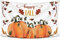 Happy Fall Flagge 90x152 cm Banner doppelt bedruckte Dekorationen Herbst Hof Schilder Ernte Kürbisse Ahornblätter Thanksgiving Party Supplies Rustikaler Poster Hintergrund Urlaub Dekor mit Messingösen