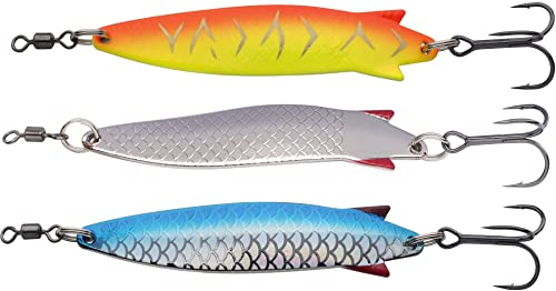 Abu Garcia Toby Spoon Fishing Lures - 3 Pack - Classic Flashing Wobble Spoon Bait for Salmon, Sea Trout, Trout, Bass, Pollack, Mackerel