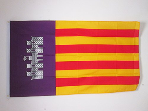 AZ FLAG - Bandera Mallorca - 90x60 cm - Bandera Mallorquina 100% Poliéster Con Ojales de Metal integrados - 50g - Colores Vivos Y Resistente A La Decoloración
