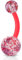 viva-adorno Bauchnabel Piercing Banane Barbell flexibel Kunststoff Glitzer Kugeln Acryl Z319, rot