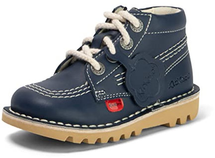 Kickers Unisex Kids Leather Alternative Kick Hi Classic Ankle Boots with Zip | Plant Based Material | Extra Comfortable | Added Durability | Premium Quality, Blue, 7 UK Child