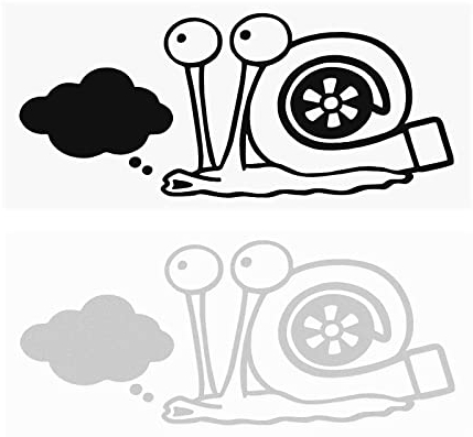 YINETTECH 4 Stück Turbo Schnecke Auto Aufkleber Reflektierende Aufkleber Selbstklebende Auto Dekoration für Auto Fenster Stoßstange Laptop Motorrad 17,5 x 7,5 cm Schwarz & Weiß