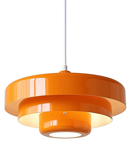 FAZRPIP Aluminium-Einzelkopf-Hängelampe, Retro-Metall-Pendelleuchte in Orange/Grün, moderner Bauernhaus-Käfig-Kronleuchter für Küche, Schlafzimmer, Esszimmer