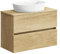 Baikal Mueble de Baño Onyx, 2 cajones, suspendido en Pared, con Lavabo cerámico. Mueble Montado, Melamina 16,Mueble F39 + Top + Lavabo 80 cm Nature