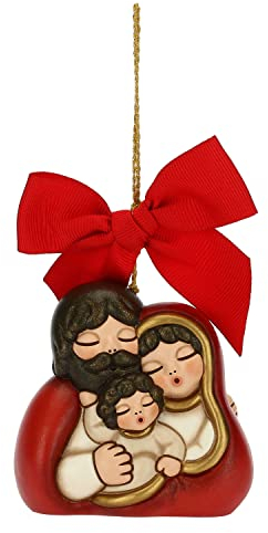 THUN - Addobbi Natalizi, Sacra Famiglia in Ceramica Decorata a Mano, Versione Maxi - Idea Regalo Natale 2022-7x5.5x7 cm h