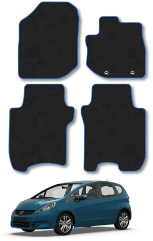 Fits Honda Jazz (2008-2011) Carpet Car Mats | Blue Edge Trim Tailored Fit Floor Mats Full Coverage Protection Accessories Easy Clean Anti Slip Made in the UK